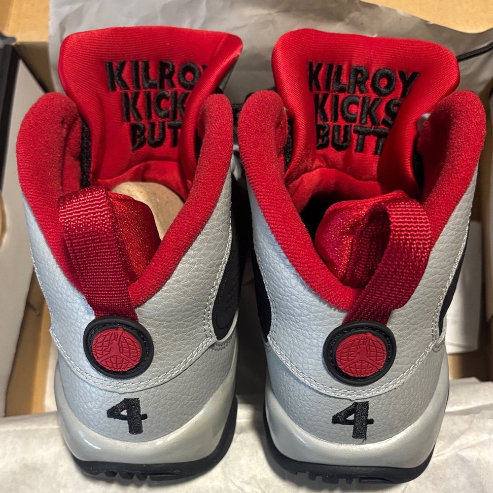 Air Jordan Black and Gray Johnny Kilroy Retro 9 Sneakers - Picture 2 of 8